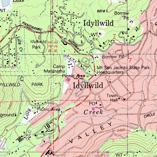 Topographic Map of Idyllwild Fire Protection District, CA