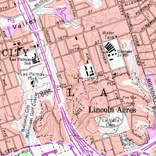 Topographic Map of National City Fire Department Station 31, CA