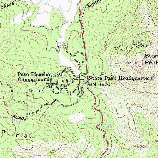 Topographic Map of CAL FIRE Cuyamaca Fire Station, CA