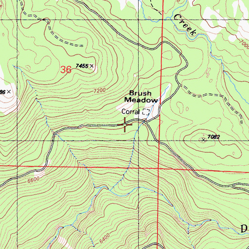 Topographic Map of Brush Meadow, CA