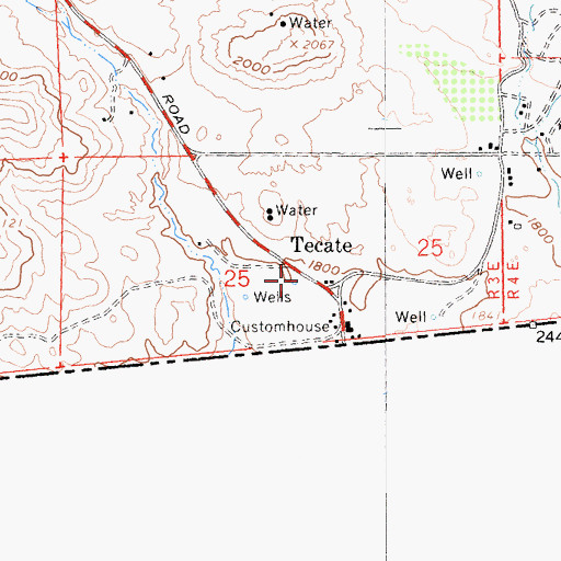 Topographic Map of CAL FIRE Tecate Fire Station 38, CA