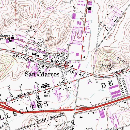 Topographic Map of San Marcos Fire Department Station 1, CA
