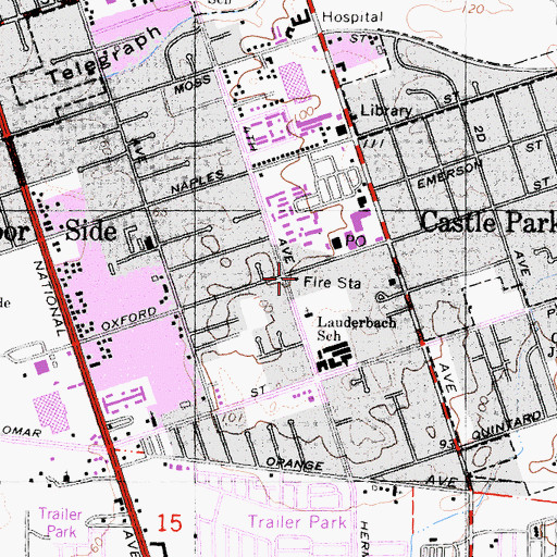 Topographic Map of Chula Vista Fire Department Station 5, CA