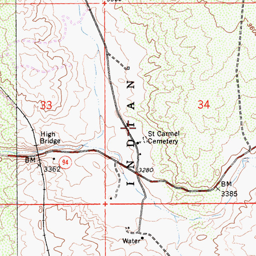 Topographic Map of Campo Reservation Fire Protection Department, CA