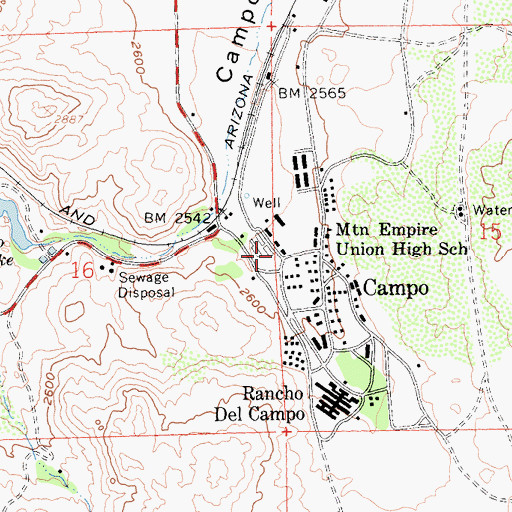 Topographic Map of San Diego County Fire Authority Campo Station, CA