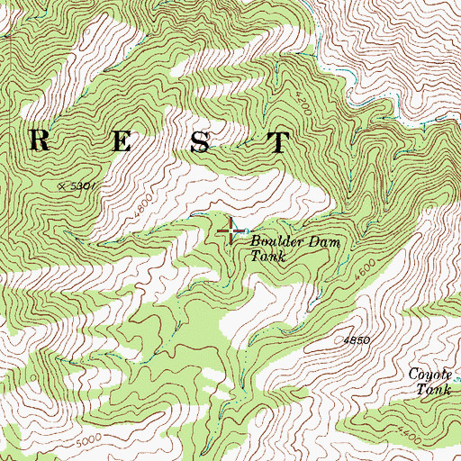 Topographic Map of Boulder Dam Tank, AZ