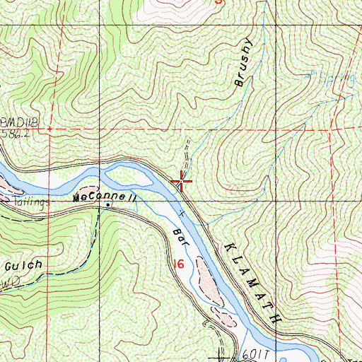 Topographic Map of Brushy Gulch, CA