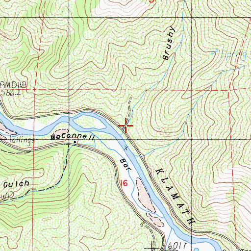 Topographic Map of Brushy Gulch, CA