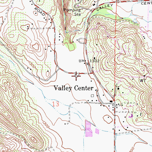 Topographic Map of Valley Center Fire Protection District Station 1, CA