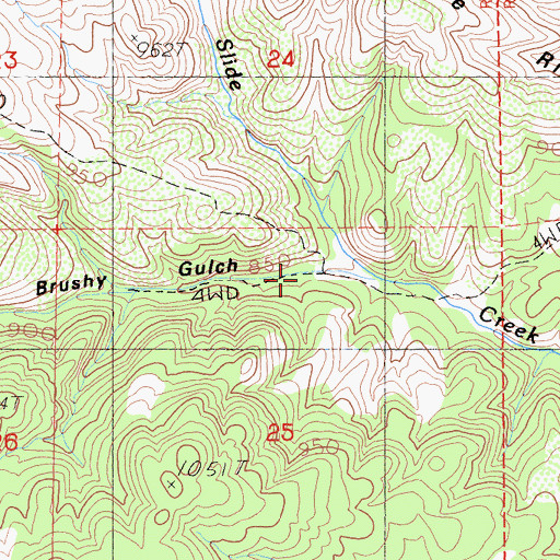 Topographic Map of Brushy Gulch, CA