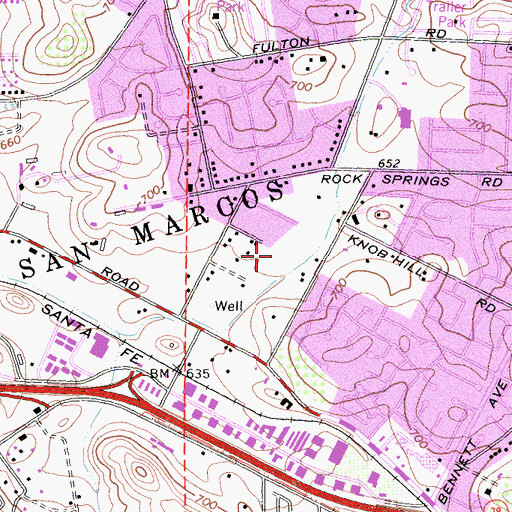 Topographic Map of San Marcos Fire Department Station 3, CA