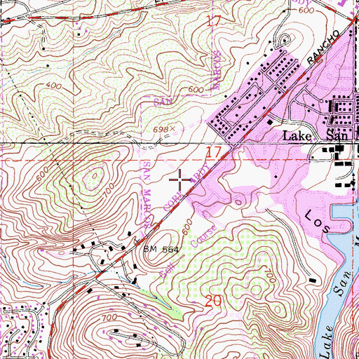 Topographic Map of San Marcos Fire Department Station 2, CA