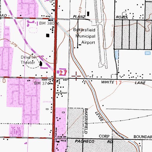 Topographic Map of Bakersfield Fire Department Station 5, CA