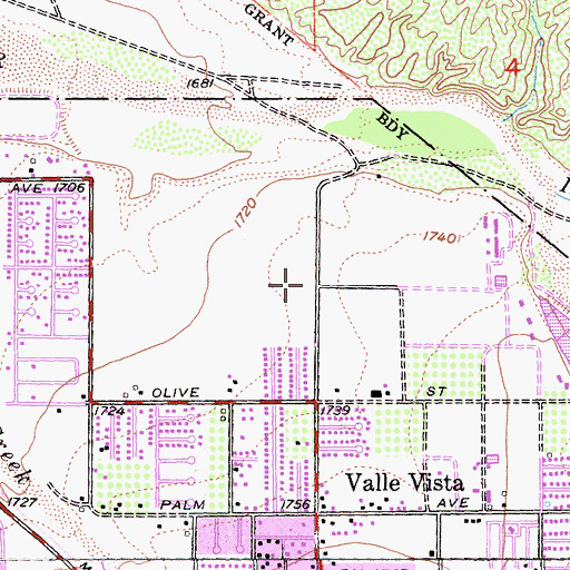 Topographic Map of Riverside County Fire Department Station 72 Valle Vista, CA