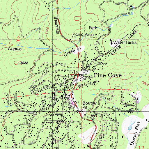 Topographic Map of Riverside County Fire Department Station 23 Pine Cove, CA
