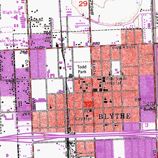 Topographic Map of Riverside County Fire Department Station 43 Blythe, CA