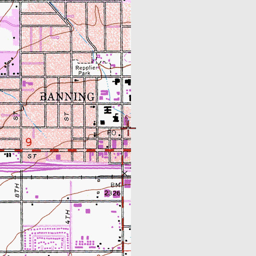Topographic Map of Riverside County Fire Department Station 89 Banning, CA