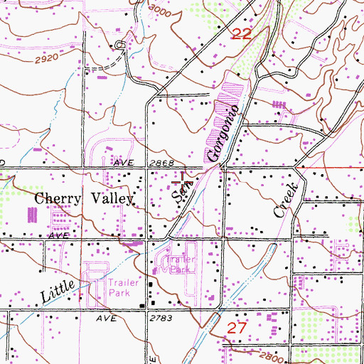 Topographic Map of Riverside County Fire Department Station 22 - Cherry Valley, CA