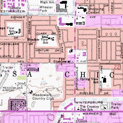 Topographic Map of Huntington Beach Fire Department Station 8, CA