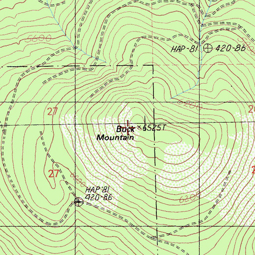 Topographic Map of Buck Mountain, CA