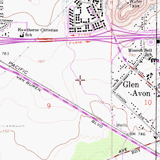 Topographic Map of Riverside County Fire Department Station 17 Glen Avon, CA
