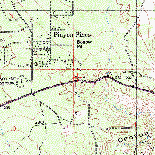 Topographic Map of Riverside County Fire Department Station 30 Pinyon, CA