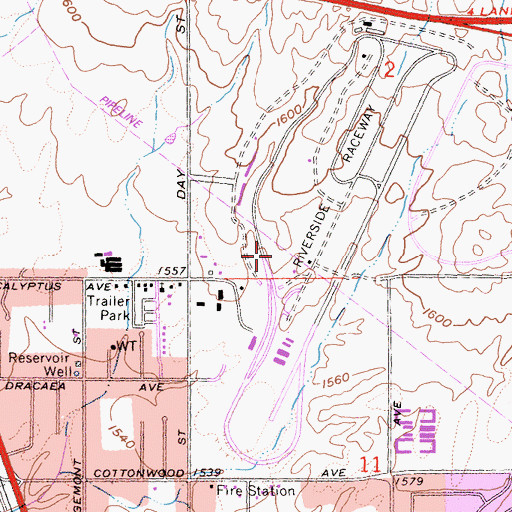 Topographic Map of Riverside County Fire Department Station 6 Towngate, CA