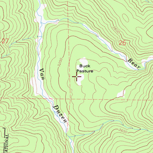 Topographic Map of Buck Pasture, CA