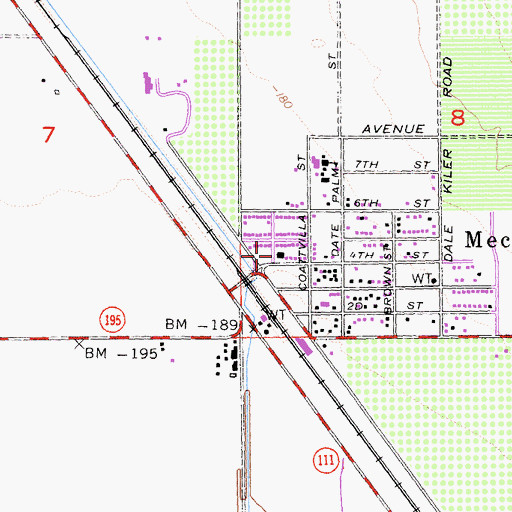 Topographic Map of Riverside County Fire Department Station 40 Mecca, CA