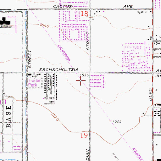 Topographic Map of Riverside County Fire Department Station 65 Kennedy Park, CA