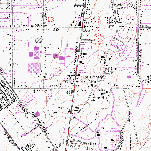 Topographic Map of Riverside County Fire Department Station 14 Corona, CA