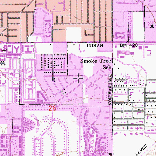 Topographic Map of Palm Springs Fire Department Station 4, CA