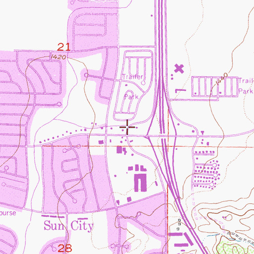 Topographic Map of Riverside County Fire Department Station 7 Sun City, CA