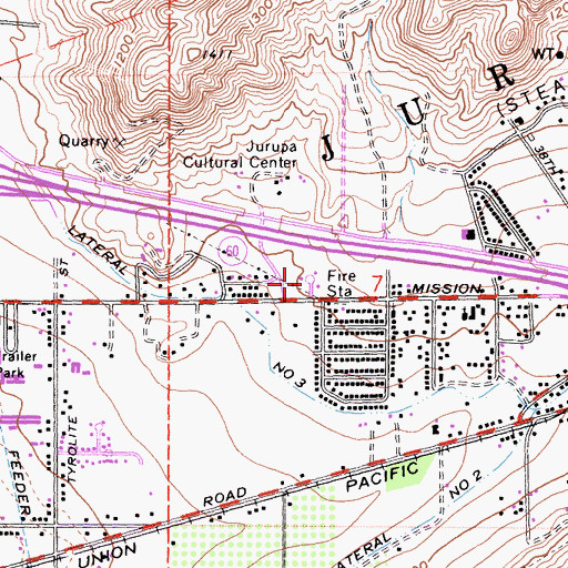 Topographic Map of Riverside County Fire Department Station 18 West Riverside, CA