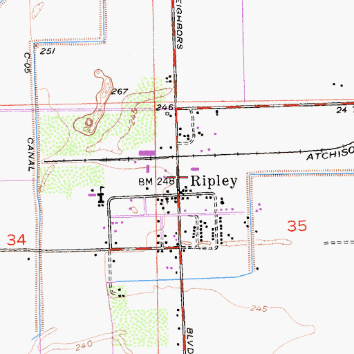 Topographic Map of Riverside County Fire Department Station 44 Ripley, CA