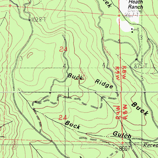 Topographic Map of Buck Ridge, CA