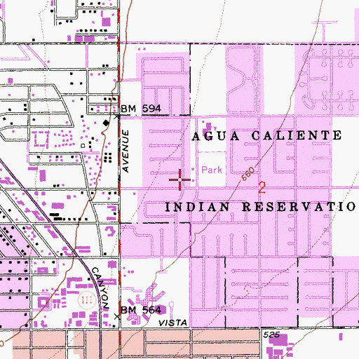 Topographic Map of Palm Springs Fire Department Station 3, CA