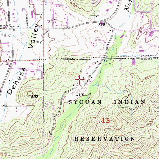 Topographic Map of Sycuan Fire Department Station 1, CA