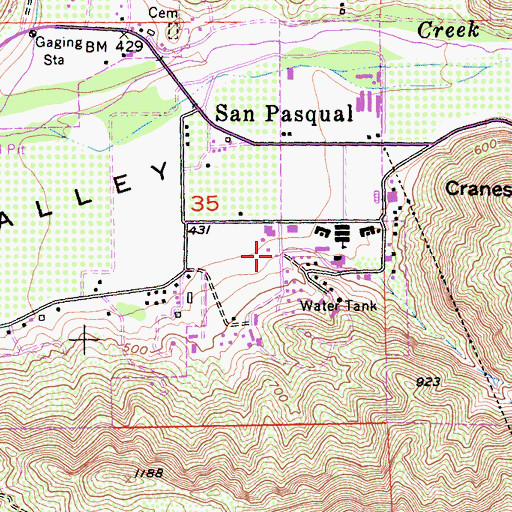 Topographic Map of San Pasqual Fire Department, CA