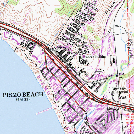 Topographic Map of California Department of Forestry and Fire Protection Station 64 Pismo Beach, CA
