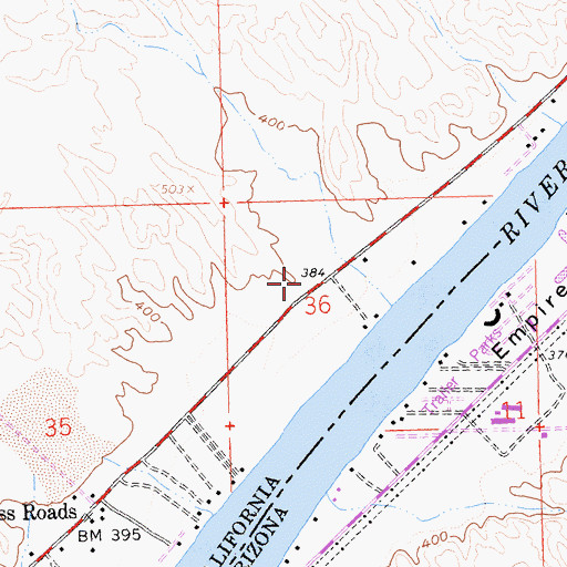 Topographic Map of San Bernardino County Fire Department Station 21 Parker Strip, CA