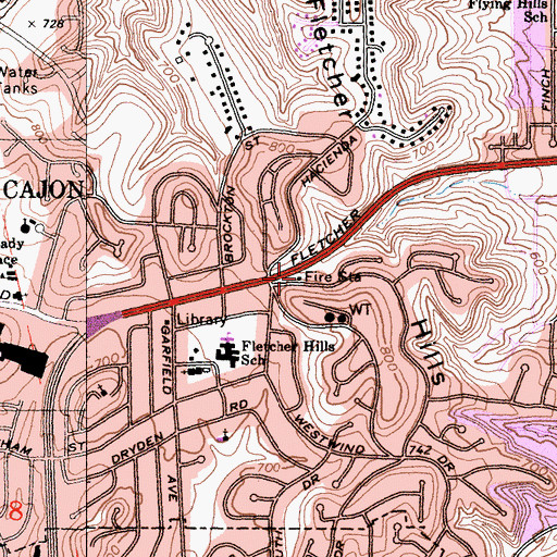 Topographic Map of Heartland Fire and Rescue El Cajon Station 7, CA