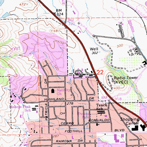 Topographic Map of California Department of Forestry and Fire Protection Station 12 San Luis Obispo, CA