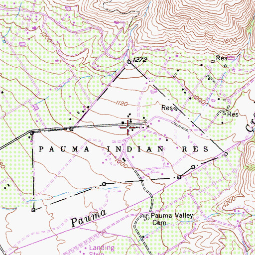 Topographic Map of Pauma Reservation Fire Department, CA