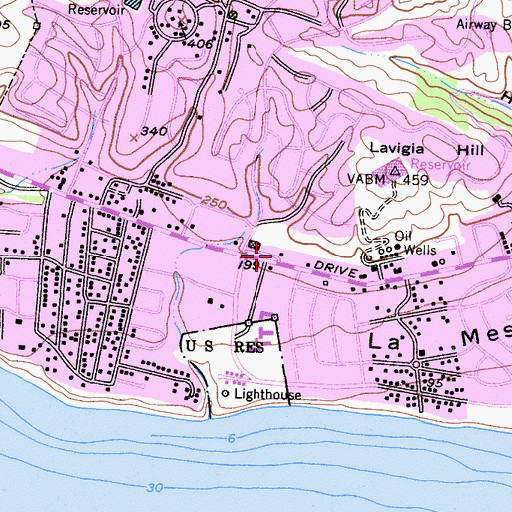 Topographic Map of Santa Barbara City Fire Department Station 6, CA
