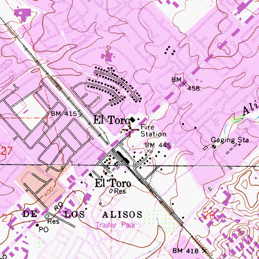 Topographic Map of Orange County Fire Authority Station 19, CA