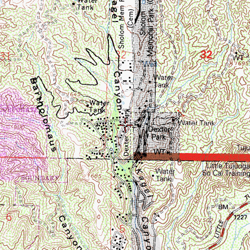 Topographic Map of Los Angeles County Fire Department Station 74, CA