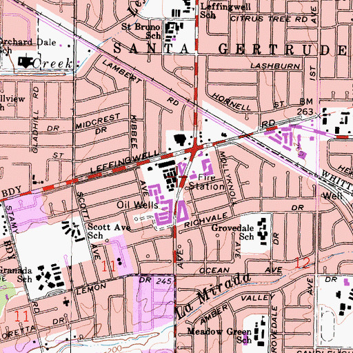 Topographic Map of Los Angeles County Fire Department Station 15, CA