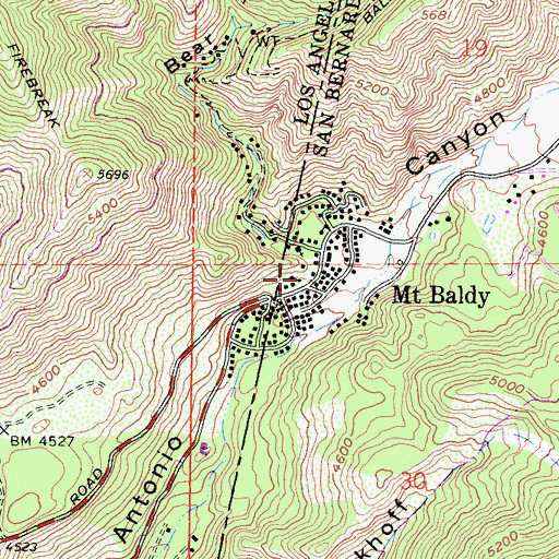 Topographic Map of San Bernardino County Fire Department Station 200 - Mount Baldly, CA
