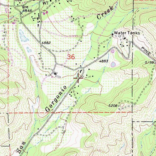 Topographic Map of San Bernardino County Fire Department Station 555 Oak Glen, CA